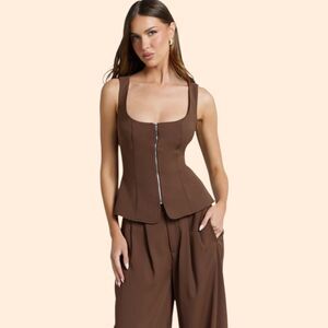 Showpo Zip Vest Top Brown